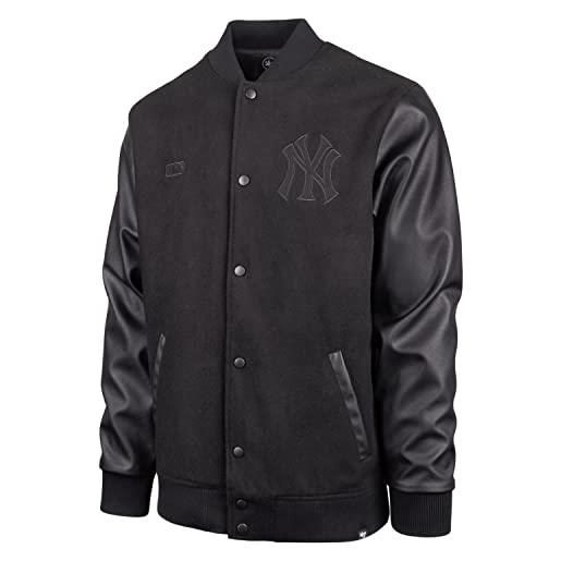 '47 brand varsity jacket giacca hoxton modello college new york y - foderato leggero ricamato black (l)