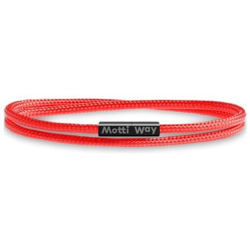 Motti Way braccialetti uomo donne magnetico nautici corda rosso, unisex bracciale impermeabile marinaio, taglia xl