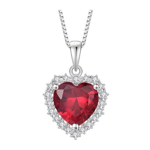 starchenie collane donna argento sterlina 925 cuore con pendente rubino zirconi collane ciondolo gioielli regalo