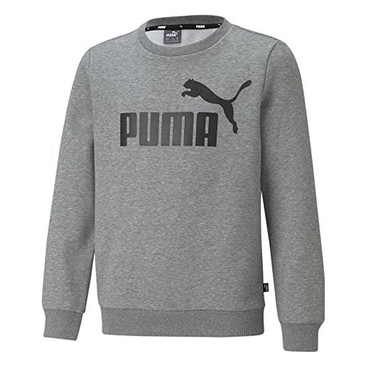 Puma 4063697294257 ess big logo crew fl b maglione, 140, medium gray heather