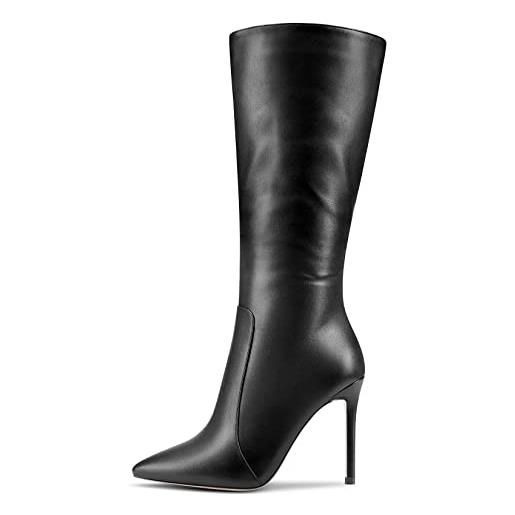 MAGIOPY donna spillo alto high tacco heel a punta metà polpaccio cerniera ufficio cute 10 cm heels stivali nero 38 eu