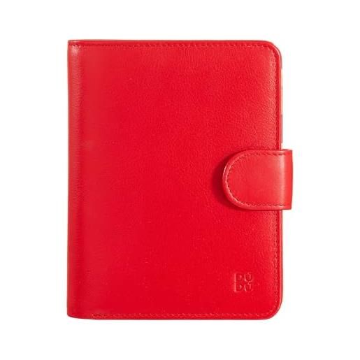 Dudu portafoglio da donna in pelle morbida colorato blocco rfid con portamonete zip e porta carte di credito rosso fiamma