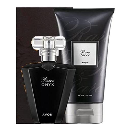 Avon set rare onyx 50 ml eau de parfum e lozione per il corpo da 150 ml nuova fragranza della serie avon rare per donna muschio ambra