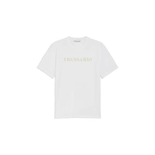 Trussardi uomo t-shirt lettering print cotton jersey 30/1 52t00724-1t005381 bianco xxl