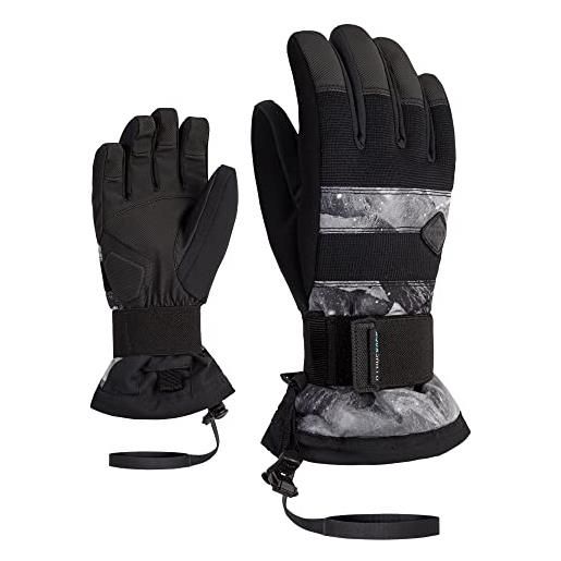 Ziener manu guanti da snowboard/sport invernali, impermeabili, traspiranti, con protezione, stampa grigio, l unisex-bambini e ragazzi
