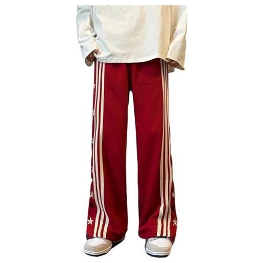 LIXQQS pantaloni da jogging da uomo y2k pantaloni da allenamento con strisce laterali pantaloni da uomo hip hop con stampa a stelle alla moda pantaloni fitness casual streetwear (color: red, size: m)