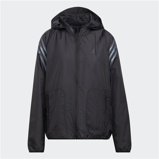 Adidas giacca a vento da running run icons 3-stripes hooded