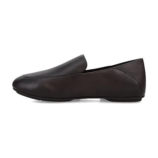 Fitflop allegro crush-back leather loafers, mocassino basso donna, tutto nero, 43 eu