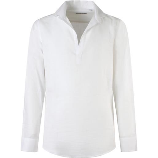 DANIELE ALESSANDRINI camicia bianca con scollo a v per uomo