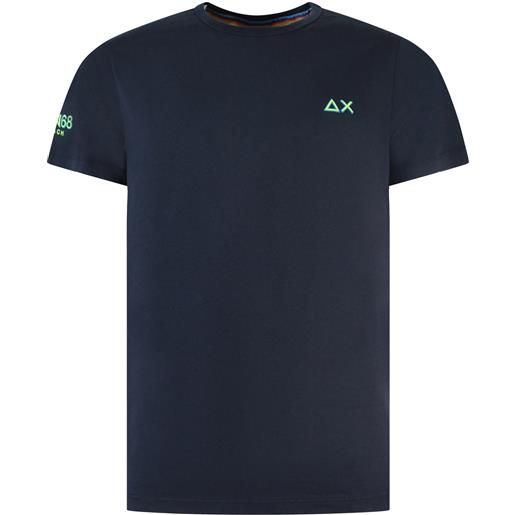 SUN68 t-shirt blu con mini logo per uomo