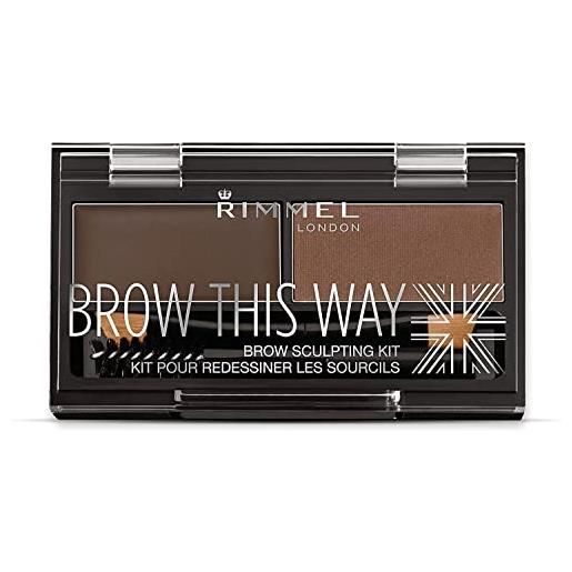 Rimmel London kit sopracciglia brow this way - sopracciglia perfette in 3 step - dark brown - 17.2 g