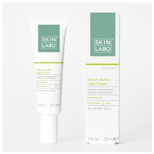 SKIN LABO skin. Labo - crema attiva seboregolatrice, limita la comparsa di imperfezioni, minimizza i pori, con niacinamide e estratto di iris - 30 ml