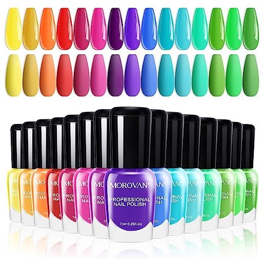 Morovan smalto rinforzante unghie: set smalti 15 colori effetto gel senza lampada - 0.25oz smalto luminoso unghie asciugatura rapida scatola regalo di nail art per le donne