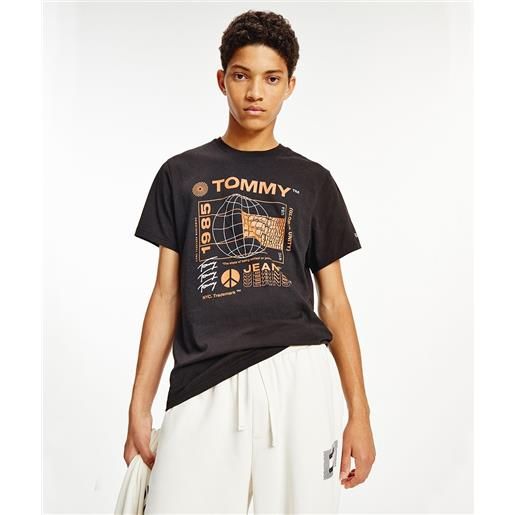 Tommy jeans t-shirt tjm unitee flag reptile tee uomo colore nero