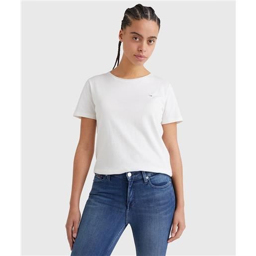 Tommy jeans t-shirt slim fit donna - white