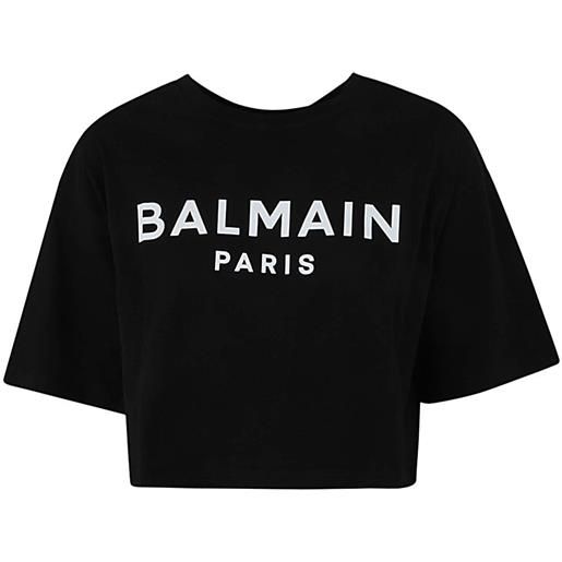 Balmain printed cropped t-shirt