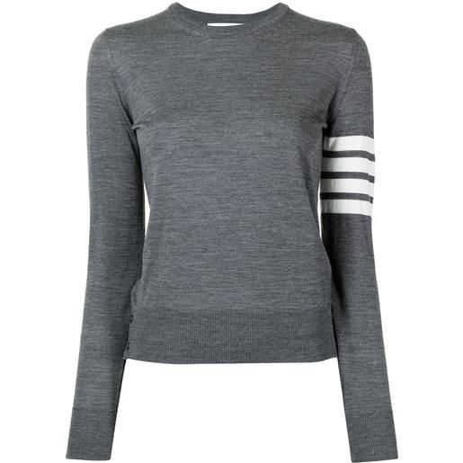 THOM BROWNE relaxed fit pullover with 4 bar in fine merino wool