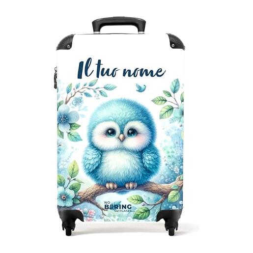 NoBoringSuitcases.com © valigie per bambini valigie da viaggio valigia per bambini bagagli per bambini da baglagio a mano - valigia media in 24 immagini (personalizzato: gufo blu su ramo, 55x40x20 cm)