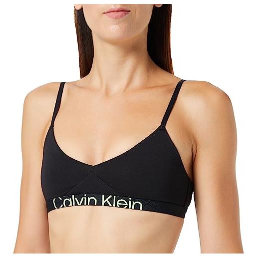 Calvin Klein reggiseno a bralette donna unlined elasticizzato, multicolore (black/sunny lime), xs