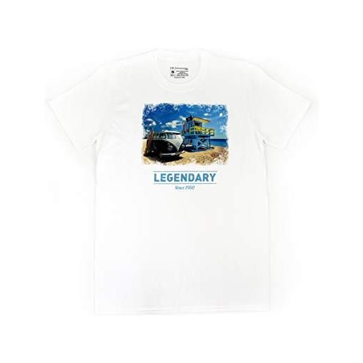 Brisa vw collection - volkswagen t-shirt unisex a maniche corte con motivo campervan t1 bus in cotone (beachlife/bianco/taglia l)