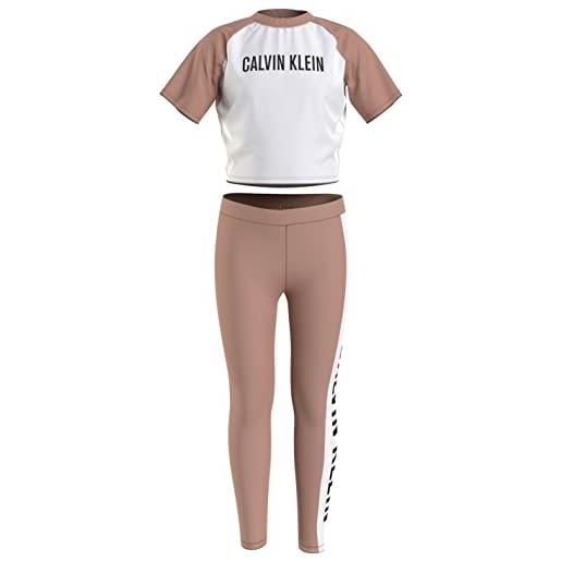 Calvin Klein Jeans calvin klein knit pj set (ss & legging) g80g800582 pigiama, rosa (pinkmocha/w/pvhwhite), 12-14 anni bambine e ragazze