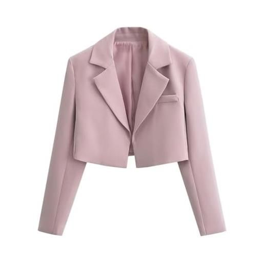 Generic blazer corto nero con spalline da donna dal design di nicchia tailleur grigio a vita alta top-rosa-s