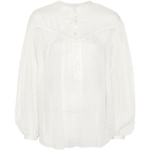 ISABEL MARANT blusa kiledia con punto smock - bianco