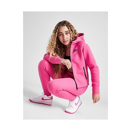 Nike girls' tech fleece full zip hoodie junior, alchemy pink/black/black