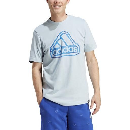 T-shirt maglia maglietta uomo adidas azzurro folden badge cotone jersey im8312