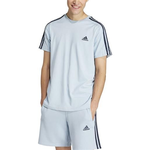 T-shirt maglia maglietta uomo adidas azzurro essentials single jersey 3-stripes is1332