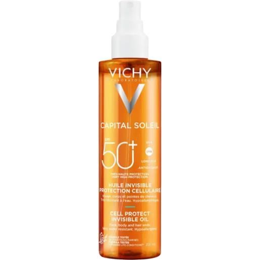 Vichy cell protect olio solare secco invisibile spf50+ viso corpo capelli 200ml