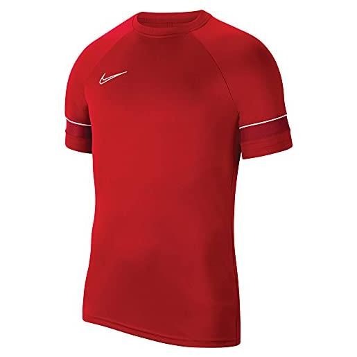 Nike dri-fit academy 21, maglia da calcio manica corta uomo, (università/bianco/rosso palestra/bianco), s