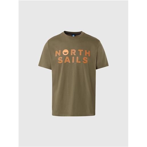 North Sails - t-shirt con logo stampato, dusty olive