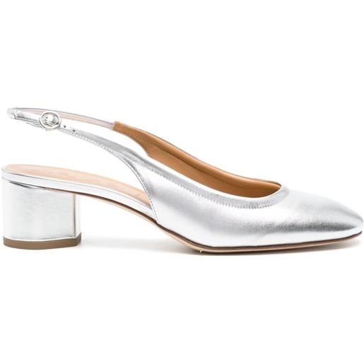 AEYDE romy laminated nappa leather silver slingback