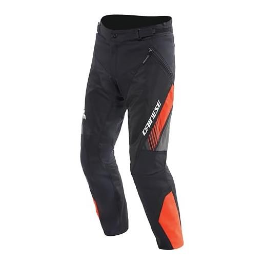 Dainese - drake 2 air absoluteshell pants, pantaloni moto impermeabili, ventilati, con protezioni removibili su ginocchia, man, nero/rosso fluo, 46
