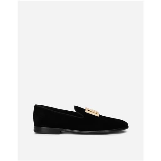 Dolce & Gabbana pantofola in velluto con logo dg