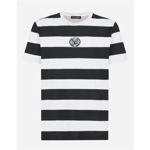 Dolce & Gabbana t-shirt a righe stampa marina con ricamo dg