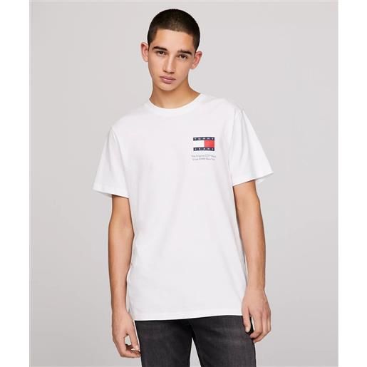 Tommy jeans t-shirt essential con logo slim fit bianca uomo
