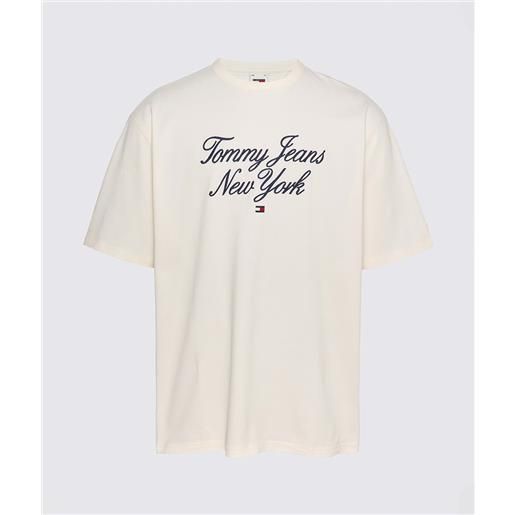 Tommy jeans t-shirt oversize luxe serif ny bianca uomo