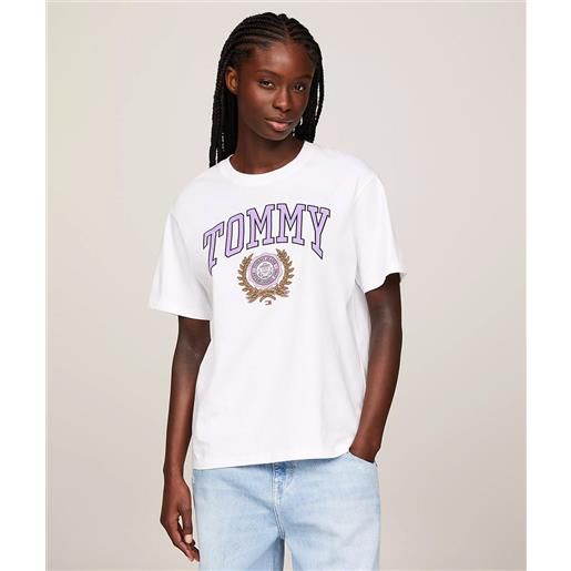 Tommy jeans t-shirt varsity relaxed fit con logo donna