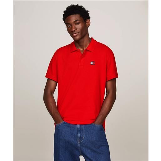 Tommy jeans polo regular fit con distintivo tommy rosso uomo
