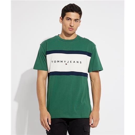 Tommy jeans t-shirt cut & sew verde uomo