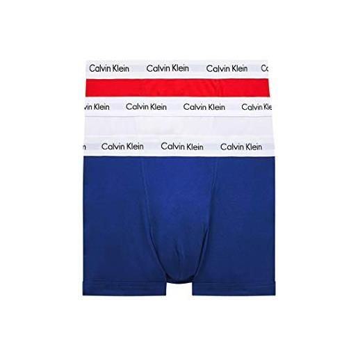 Calvin Klein trunk 3pk 0000u2662g boxer, nero (b- vivid bl, arona, sageb grn wbs), xl uomo