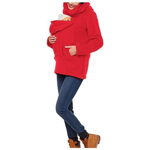 amropi 3-in-1 donna felpe del portare neonato bambino canguro porta bebè felpa con cappuccio di maternità rosso, m