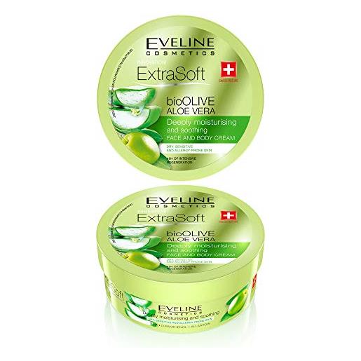 Eveline Cosmetics soft bioolive aloe vera crema idratante viso&corpo per donna | 175 ml | balsamo nutriente | idratazione quotidiana a rapido assorbimento | pelle morbida ed elastica