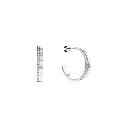 Calvin Klein orecchini a cerchio da donna collezione minimal linear con cristalli - 35000163