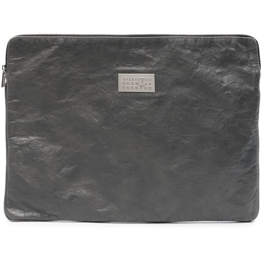 MM6 Maison Margiela borsa porta pc con placca logo - grigio