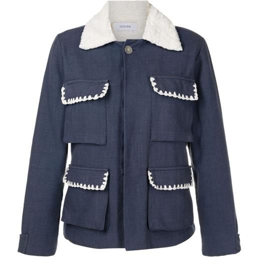 Isolda giacca con colletto in shearling - blu