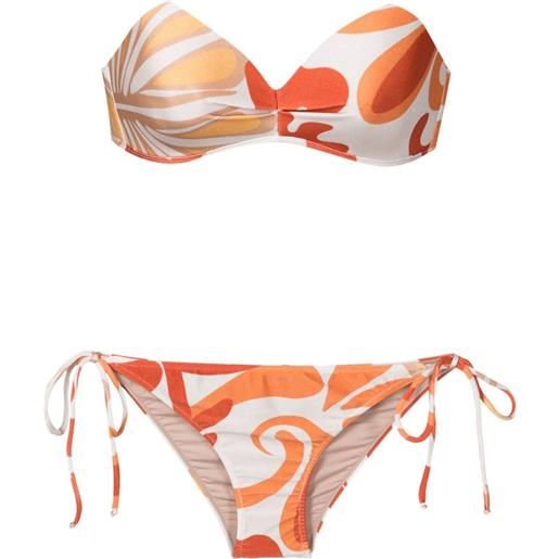 Adriana Degreas bikini senza spalline con stampa - arancione