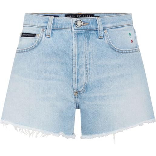 Philipp Plein shorts denim con applicazione - blu